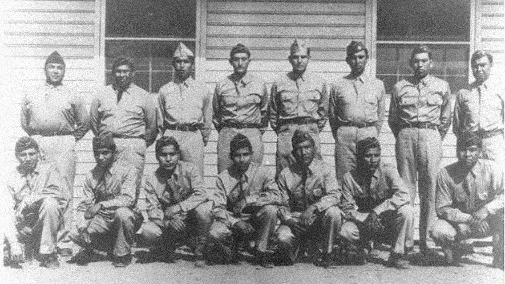Code Talkers of World War II in uniform posing for picture