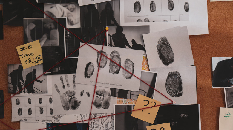 Corkboard for a murder investigation