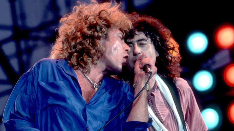 Robert Plant and Jimmy Page perform at Live Aid