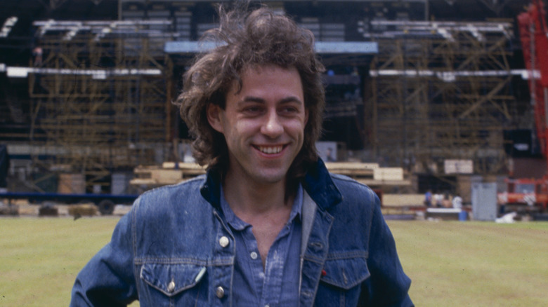 Bob Aid at Wembley Stadium preparing for Live Aid