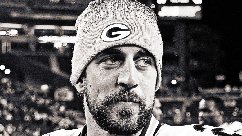 Aaron Rodgers with wool hat