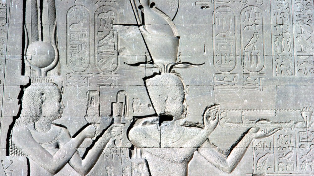 A relief of Cleopatra and Caesarion