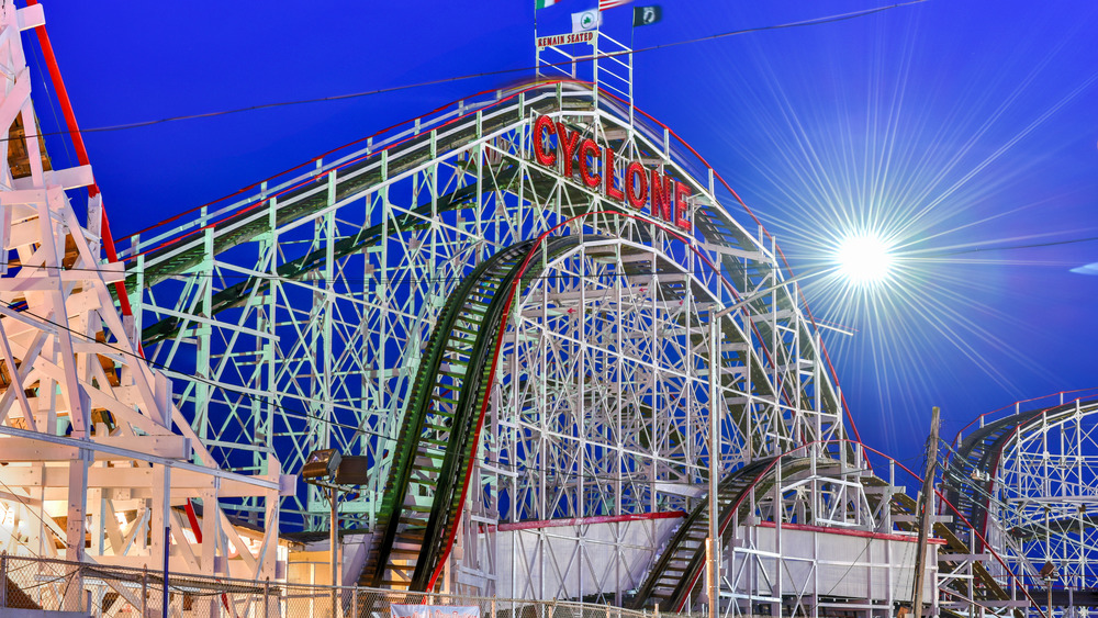 Sun shining on the Cyclone roller coaster