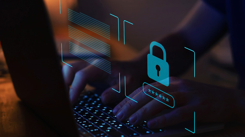 Hacker breaking into a laptop