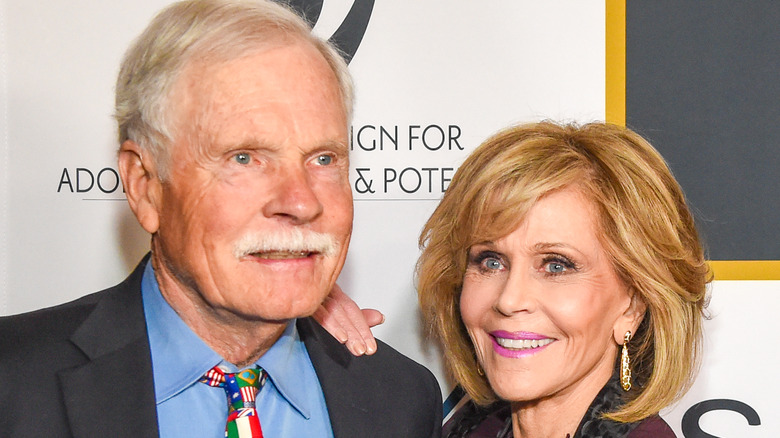 jane fonda and ted turner smiling