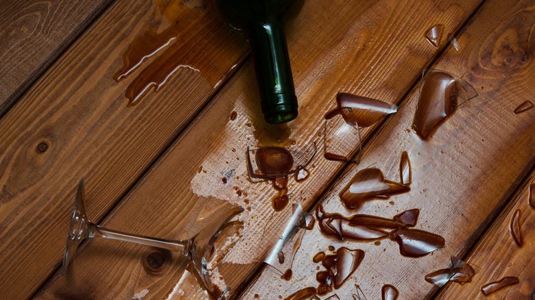 Bottle and broken glass