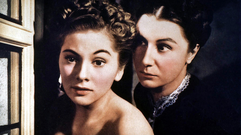 Joan Fontaine and Judith Anderson in a scene from "Rebecca"