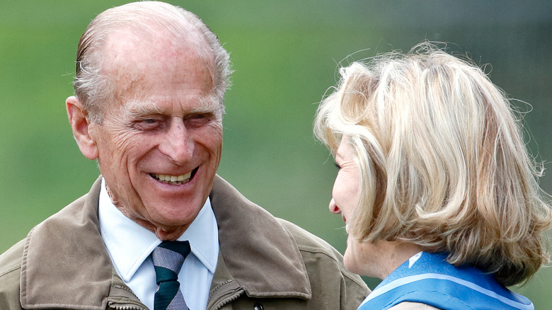 Prince Philip and Penelope Knatchbull talk together