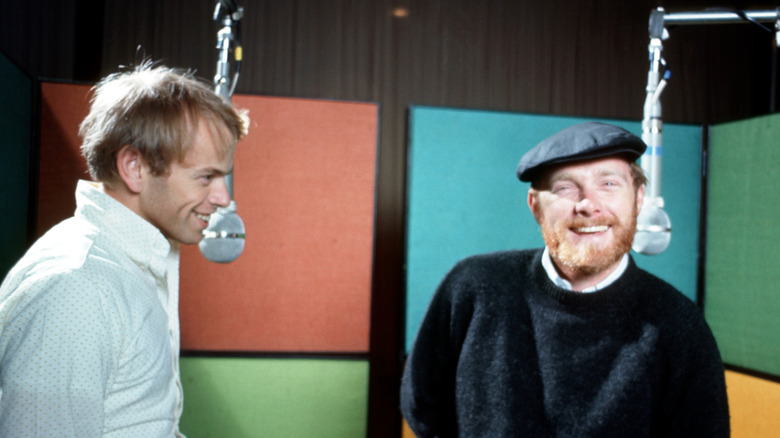 Al Jardine and Mike Love recording vocals