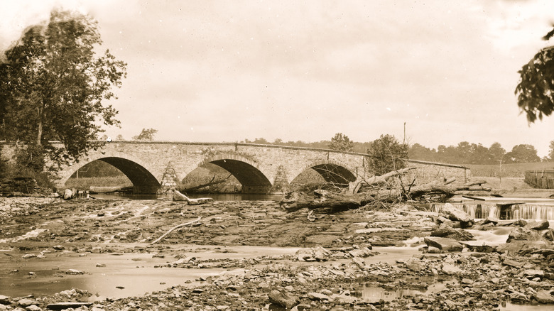 antietam bridge with trees