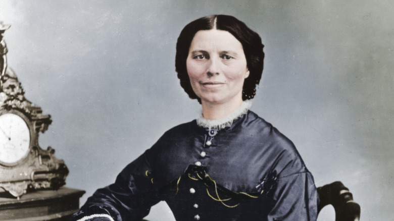 Colorized photo portrait of Clara Barton