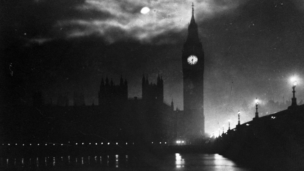 house of parliament in the dark