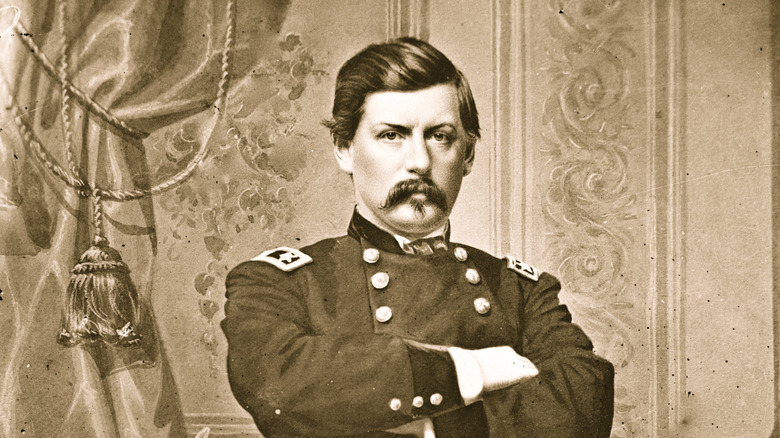 Union General George D. McClellan standing with arms crossed