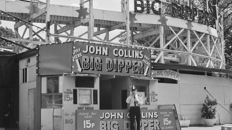 Police officer in front of the Big Dipper roller coaster