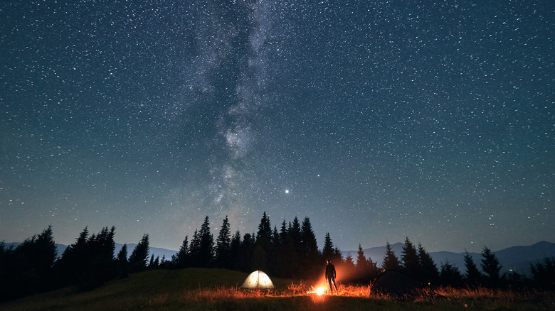 Camping in the night sky