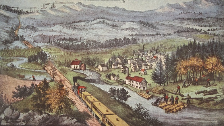 1870 lithograph of railroad