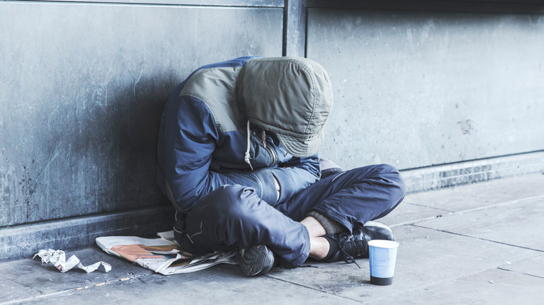 Stock photo homeless man sleeping