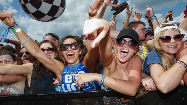 fans partying at the snake pit