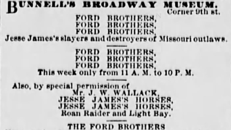 Newspaper advertisement for a performance by the Ford brothers