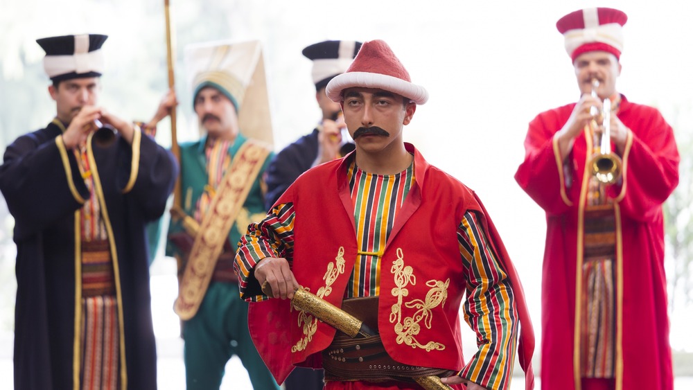 Turkish men dressed as Janissaries