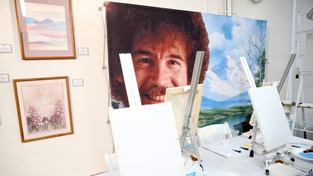 Bob Ross instruction setup at When The Art Comes Down Miami Beach hosted by Super 8 on December 1, 2016 in Miami, Florida