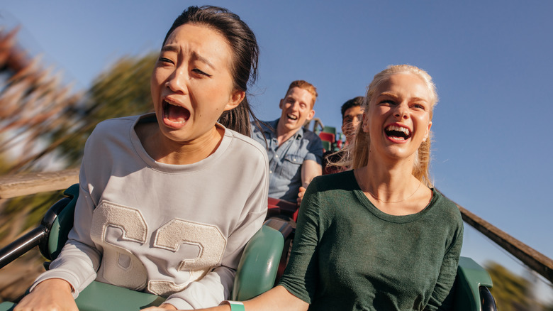 People screaming on roller coaster