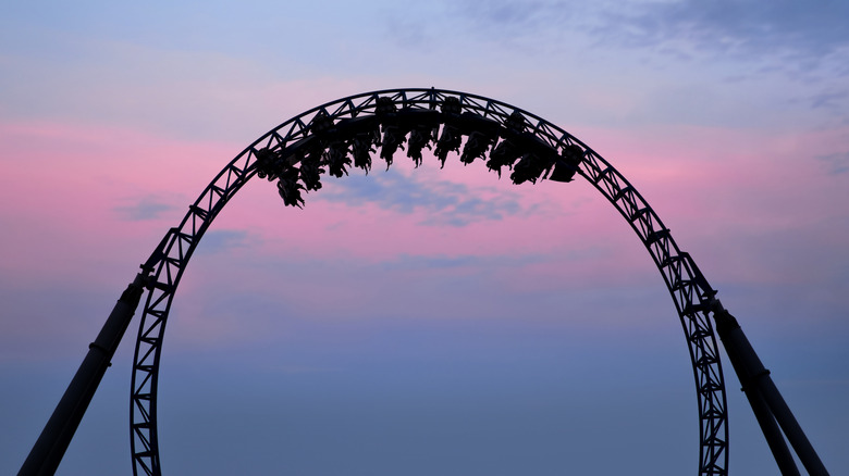 People upside down on roller coaster