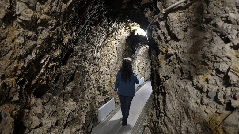 Passage, interior of the "Temples of Humankind" built by Damanhur community, on March 1, 2019 in Baldissero Canavese, Italy