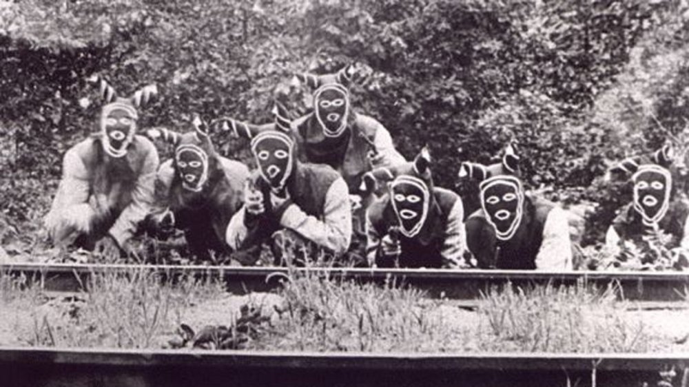 A depiction of the Bald Knobbers in the 1919 film The Shepherd of the Hills