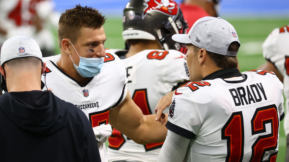 Rob Gronkowski with Tom Brady