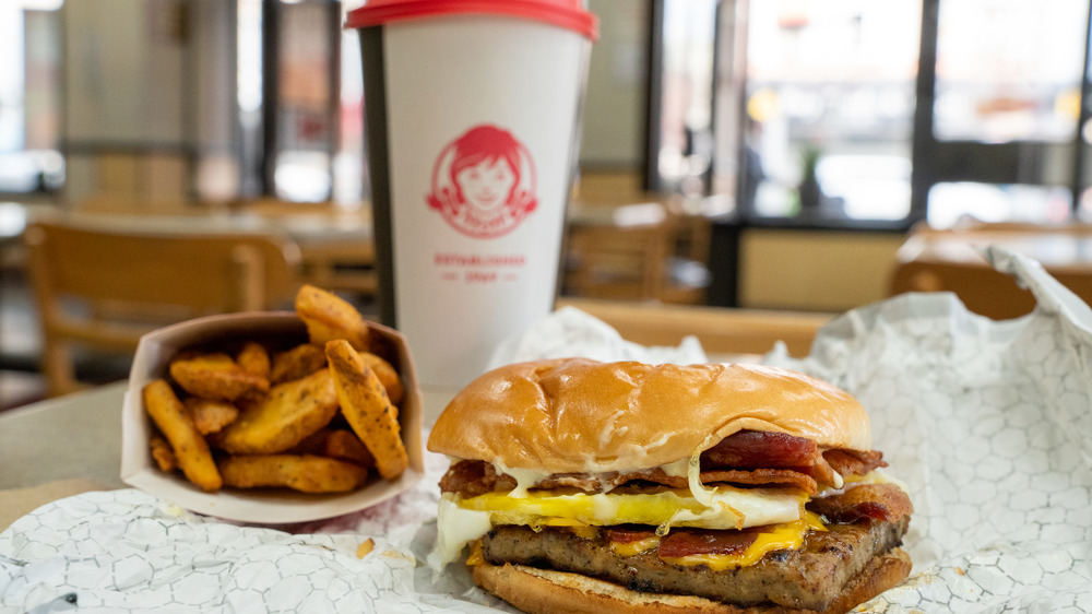 The Breakfast Baconator and Seasoned Potatoes are part of the breakfast menu at Wendy's restaurants on March 2, 2020 in New York City.