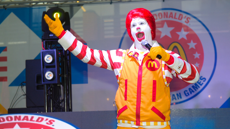 ronald mcdonald speaks microphone