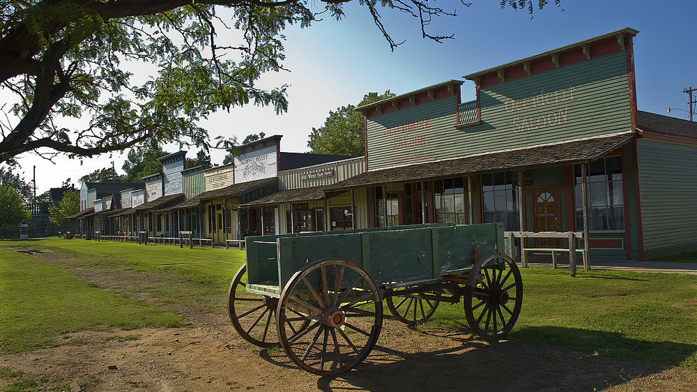dodge city street front with wagon