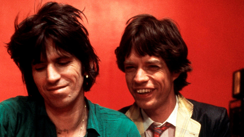 Portrait of Keith Richards with Mick Jagger in 1978