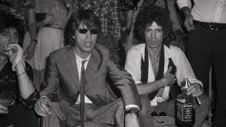Ronnie Wood, Mick Jagger, and Keith Richards at promotional party for Emotional Rescue