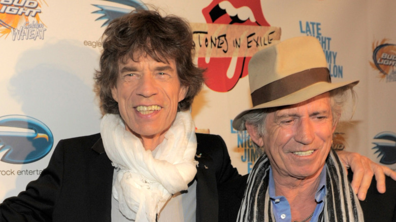 Mick Jagger and Keith Richards posing together in 2010