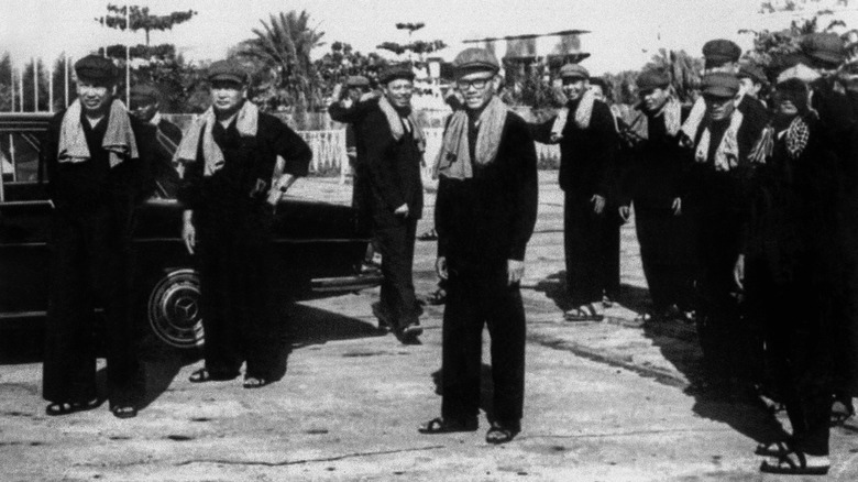 Pol Pot and Khmer Rouge leadership outside scarves