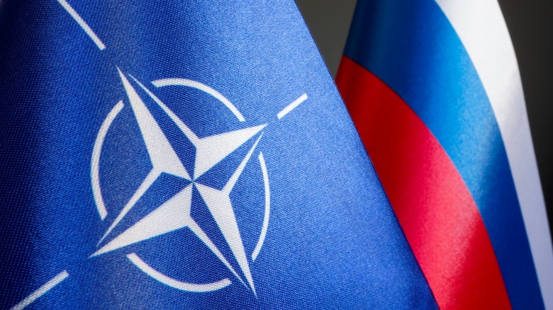 Nato + Russia flags