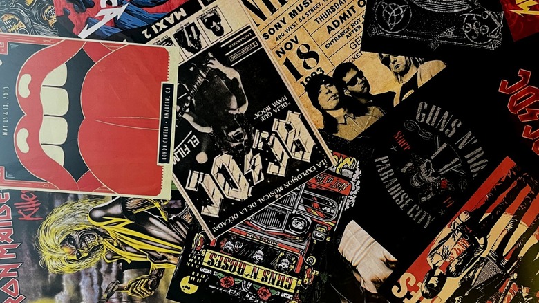 Vintage posters jumbled together