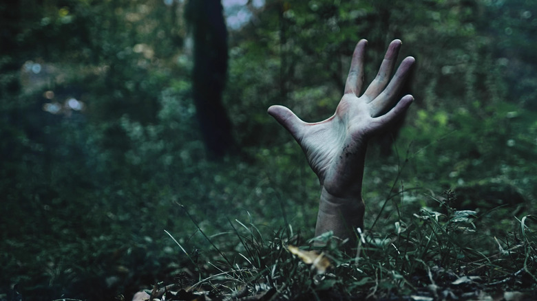 hand emerging from ground