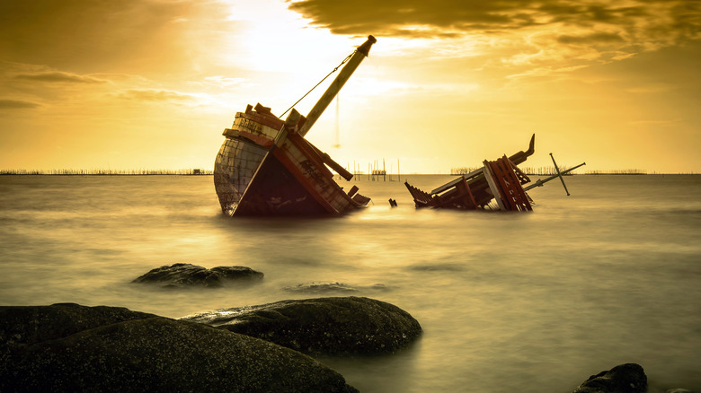 capsized boat