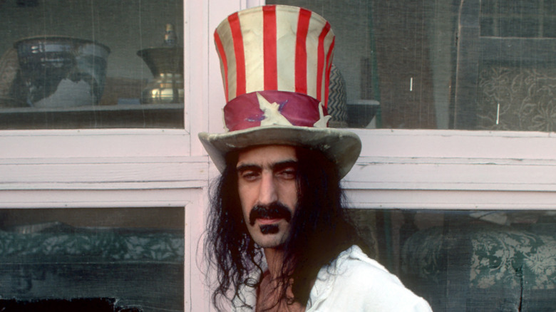 Frank Zappa wearing flag hat