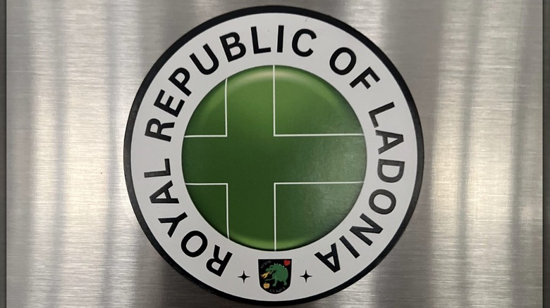 The flag and heraldry of the Ladonia micronation