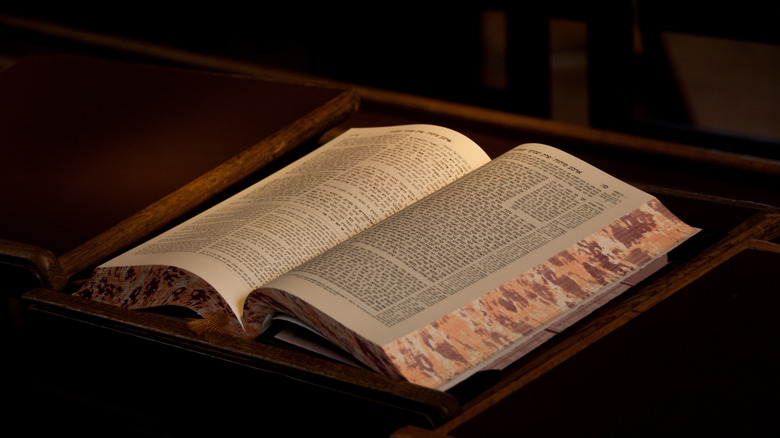 Open Talmud on stand 