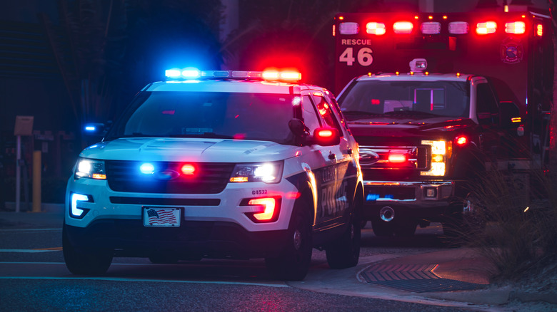 Emergency vehicles driving