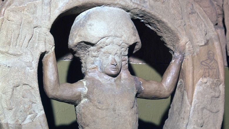 Depiction of Mithras being born from an egg at Hadrians wall