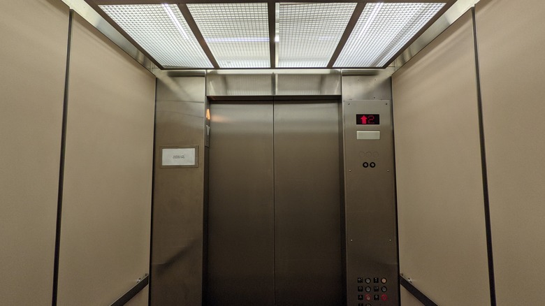 inside of light brown elevator