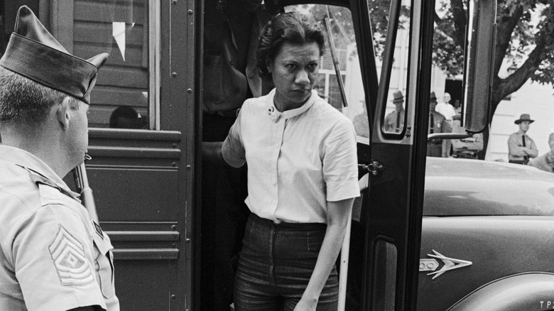 Gloria Richardson arriving at court after being arrested for protesting