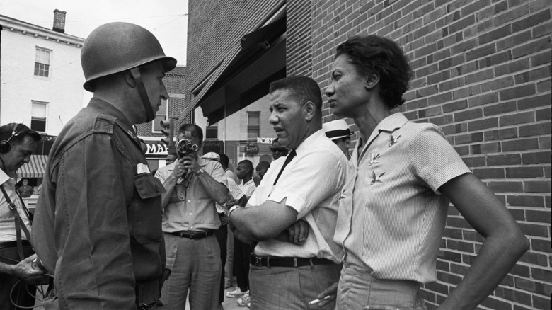 Gloria Richardson confronts a man in uniform
