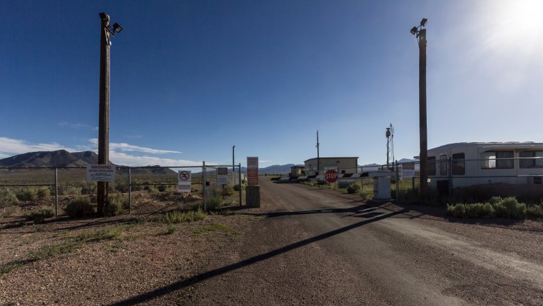 area 51 gate under blue sky